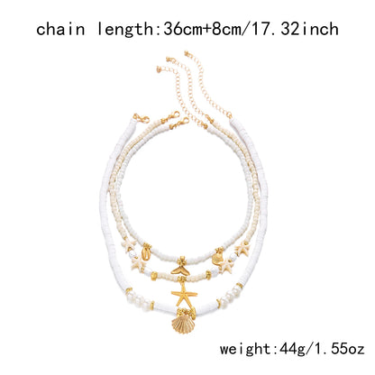 Bohemian Shell Polymer Bead Necklace