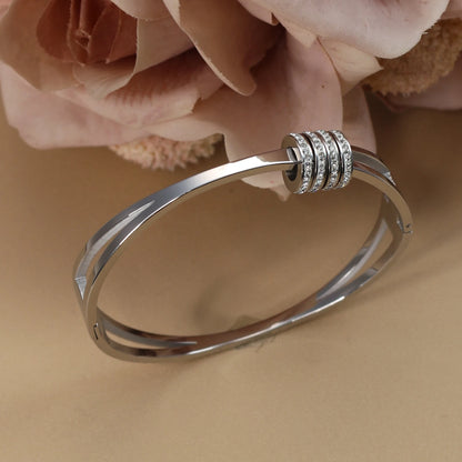 Hollow Crystal Half Face Bangle