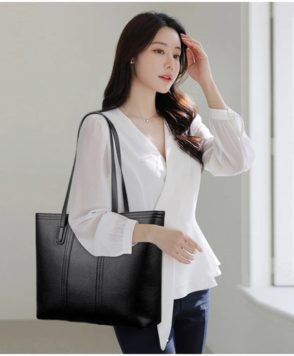 Designer Soft Leather Bucket Tote