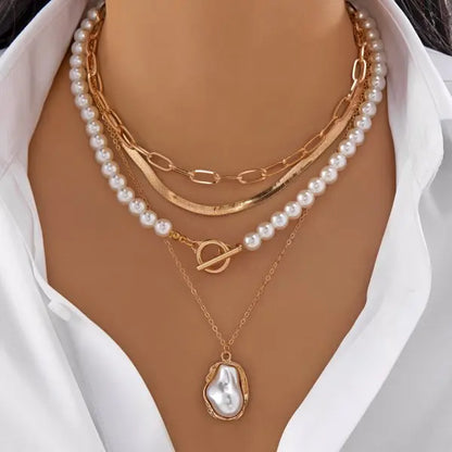 Multilayer Evil Eye Pearl Necklace