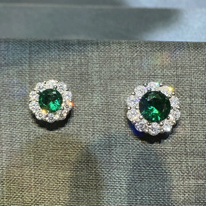 Round Cut Lab Sapphire Earrings