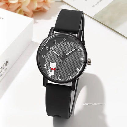 Whimsical Cat Silicone Kids Watch
