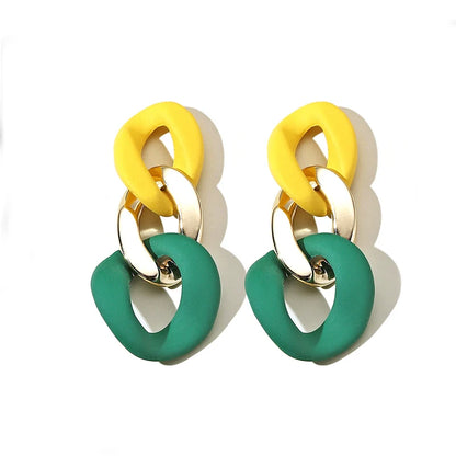 Color-Block Statement Resin Earrings