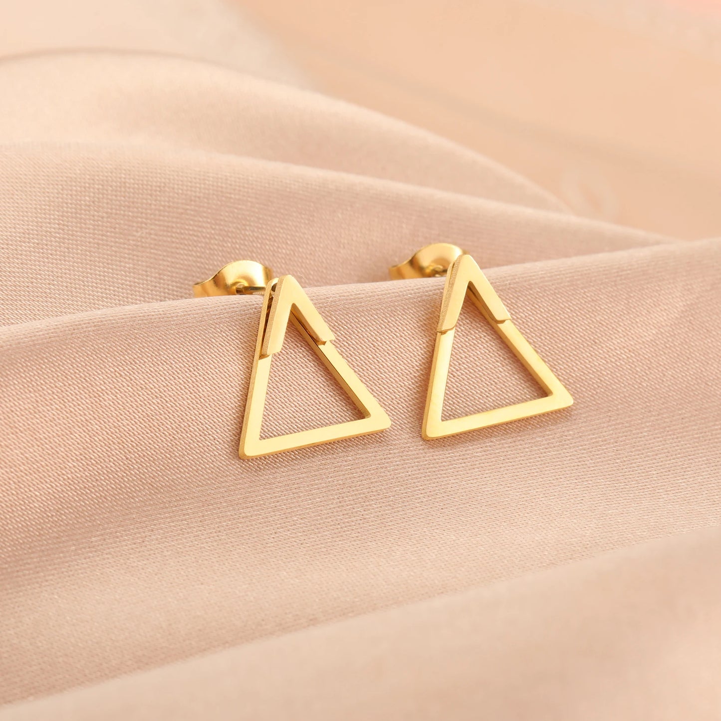Geometric Minimalist Gold Stud Earrings