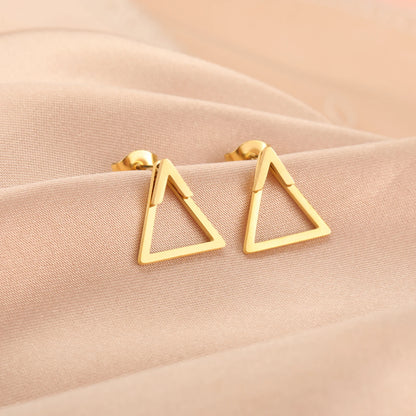 Geometric Minimalist Gold Stud Earrings