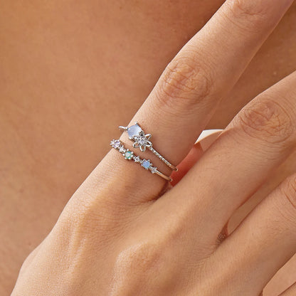 Sakura Flower Crystal Open Ring