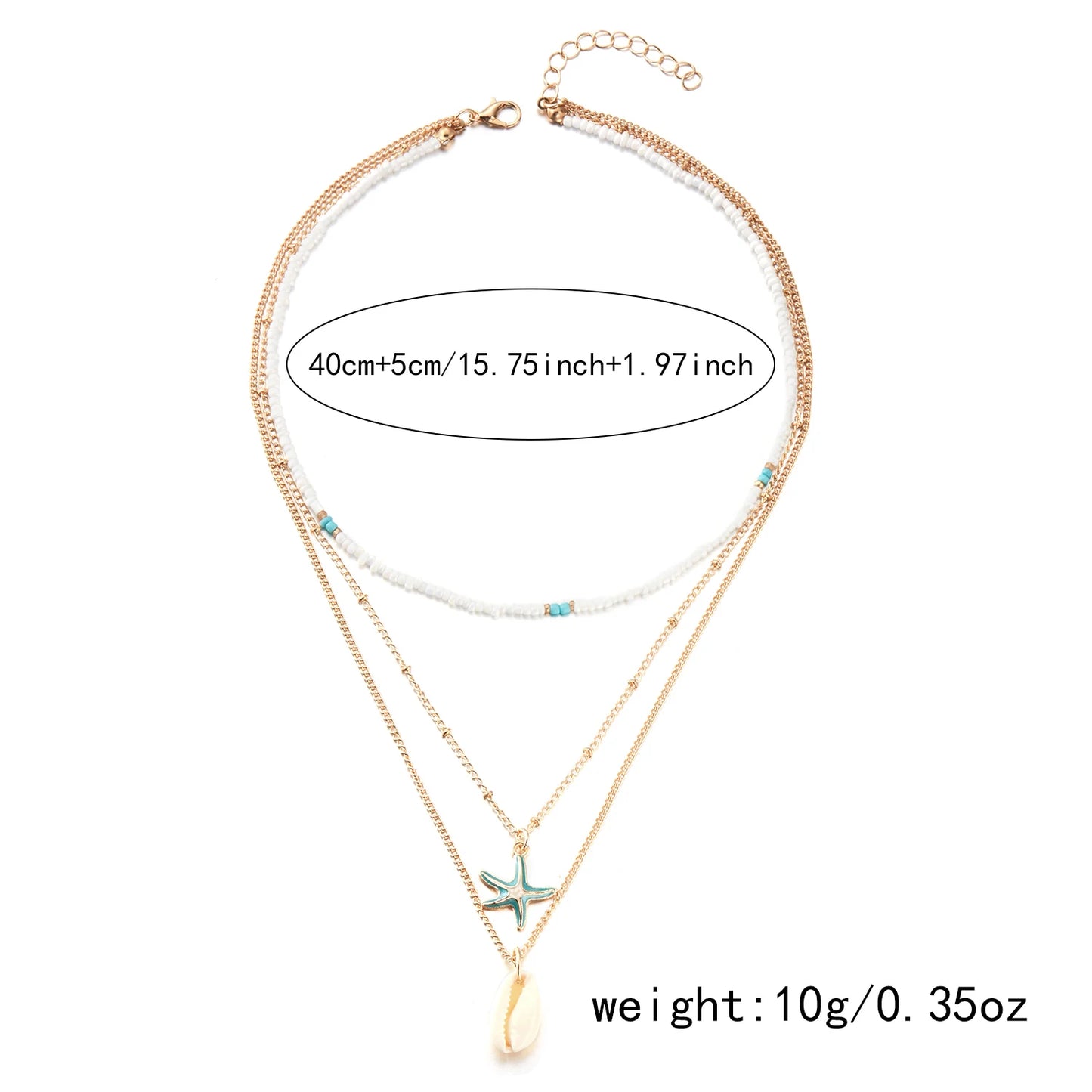 Bohemian Shell Polymer Bead Necklace