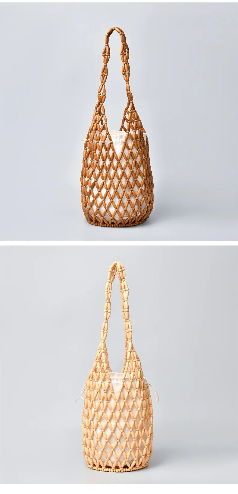 Hand-Beaded Exquisite Wooden Tote