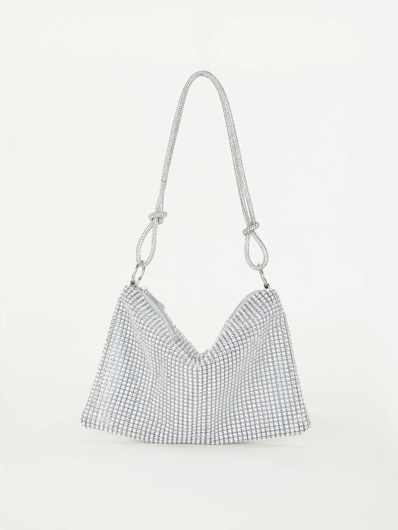 Rhinestone Crescent Evening Underarm Bag