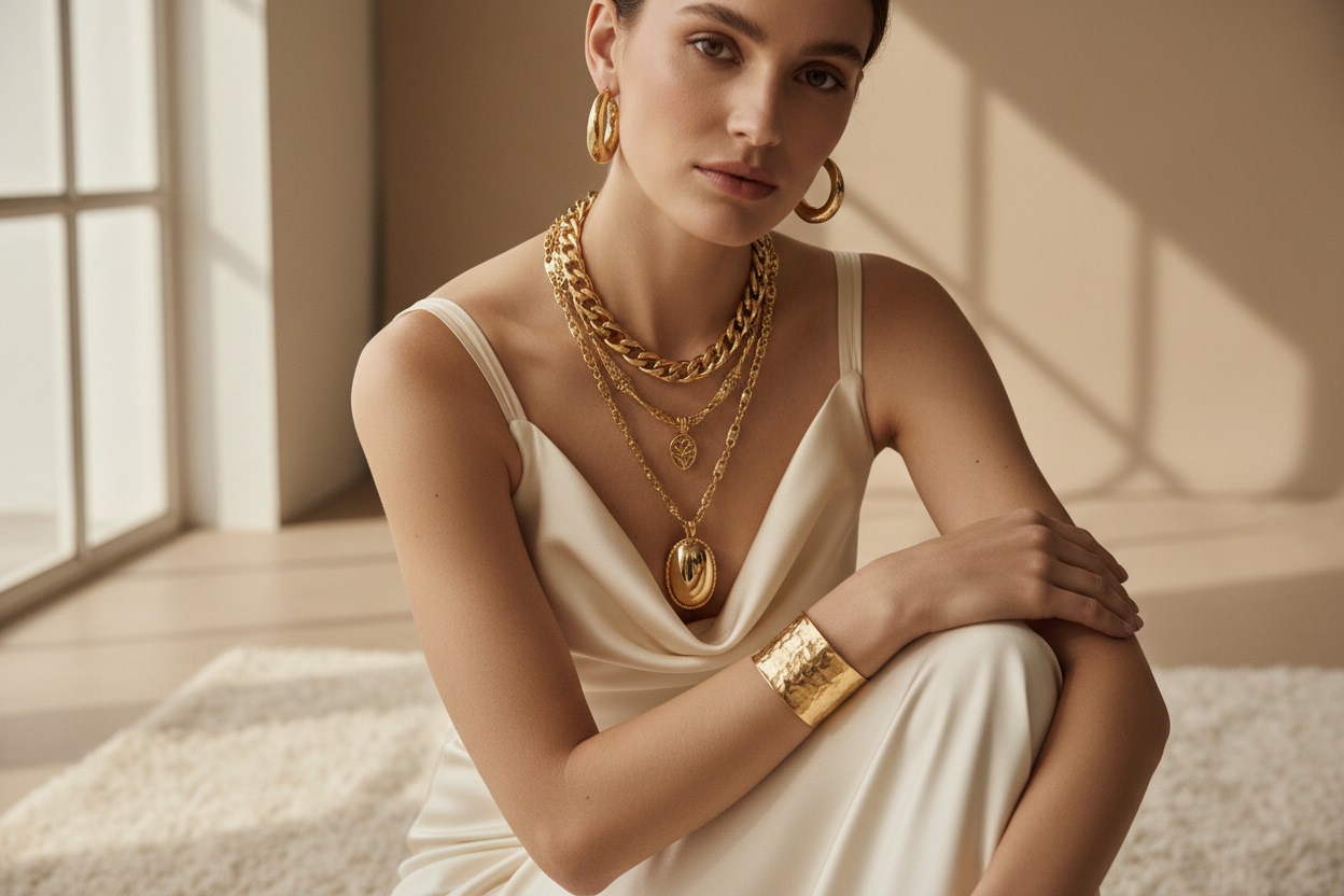 Woman wearing luxury jewelry